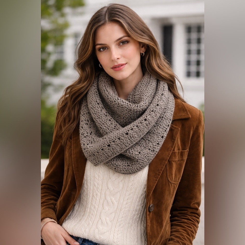Infinity Scarf Chunky Crochet Long Knit Winter - Picture 2 of 8